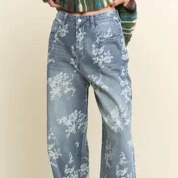 VINTAGE FLORAL DENIM JEANS