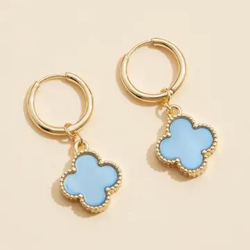 Flower Shape Shell Charm Hoop Earrings