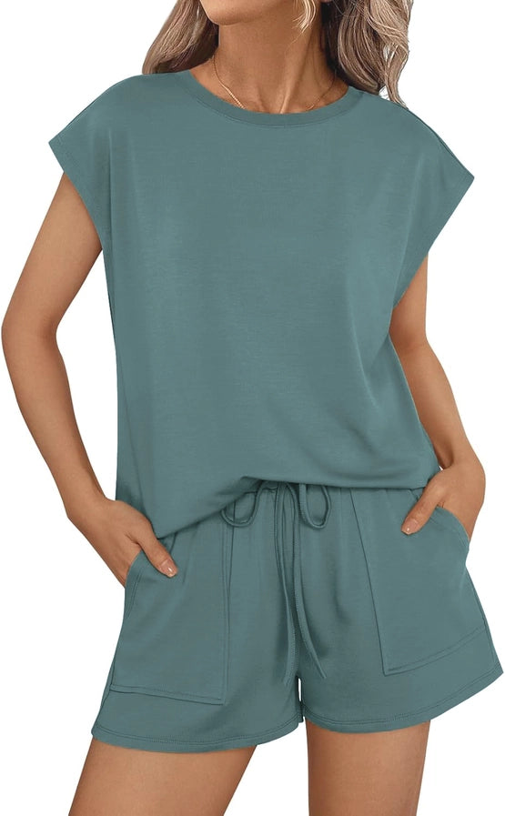 Summer Round Neck Loose Short Sleeve Two-Piece Set