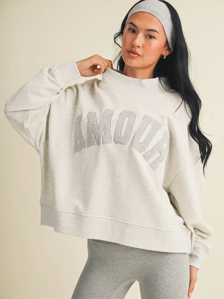 Amour Oversized Mock Neck Sweatshirt