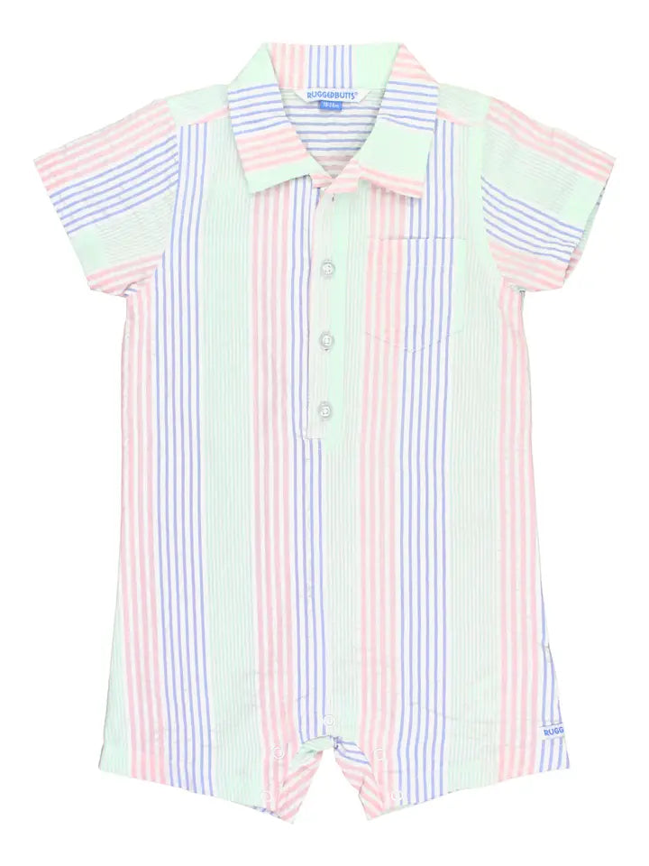 Baby Boys Multi-Color Button-Up Romper