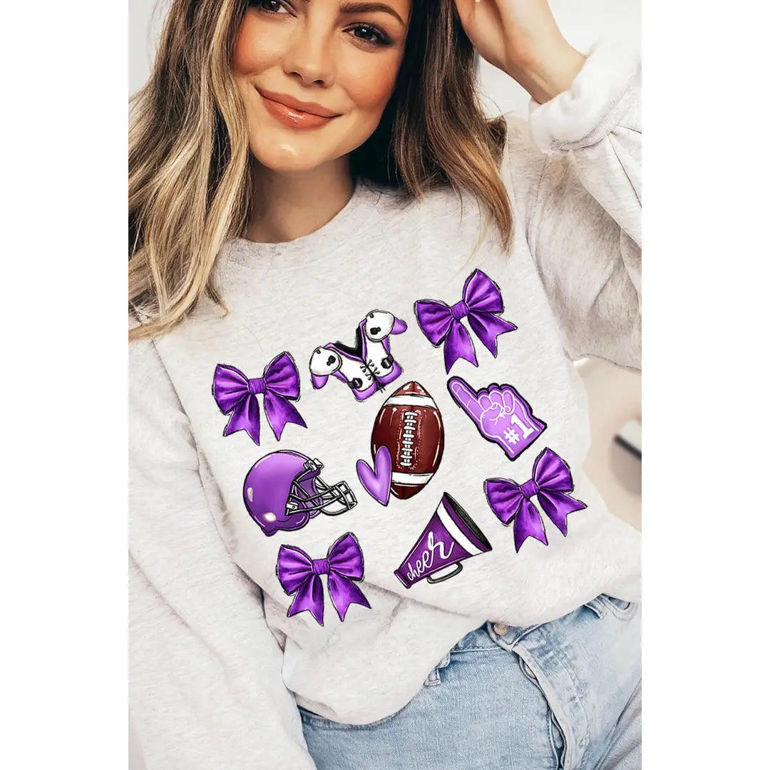 Purple Coquette Football Fleece Sweatshirts