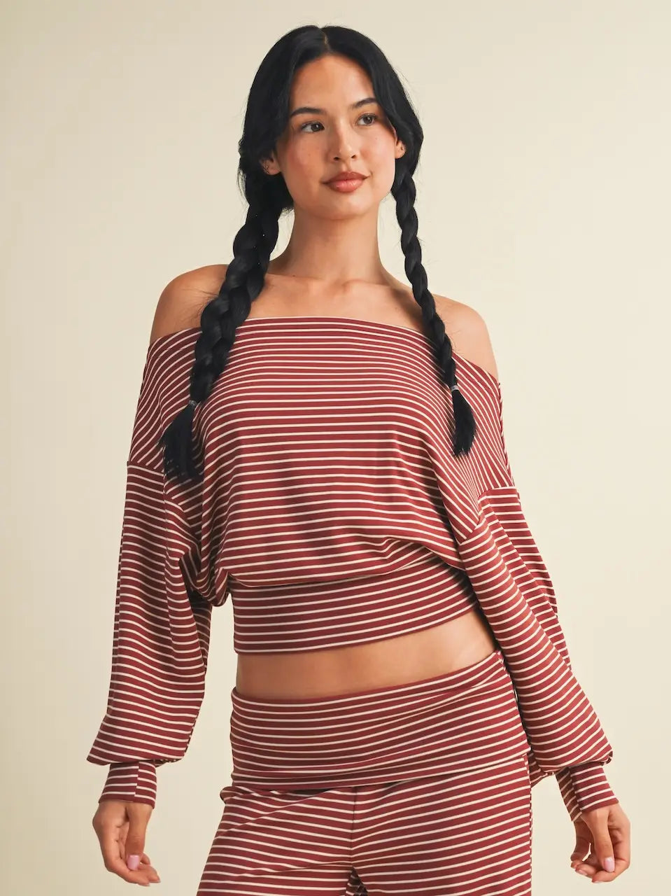 Striped Off Shoulder Slouchy Top