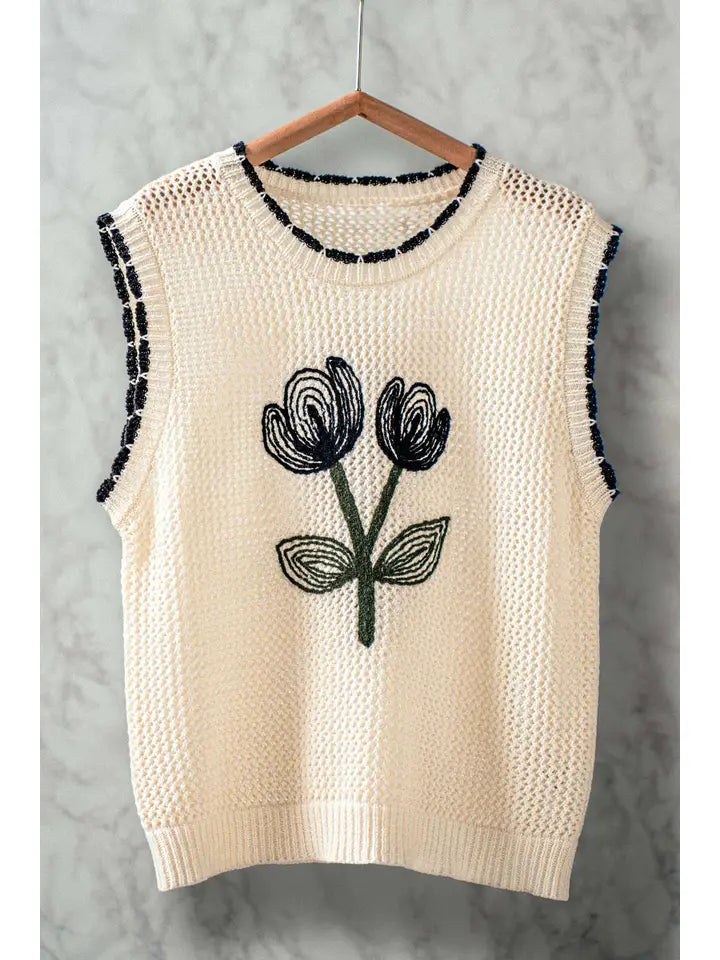 Tulip Embroidery Vest Top