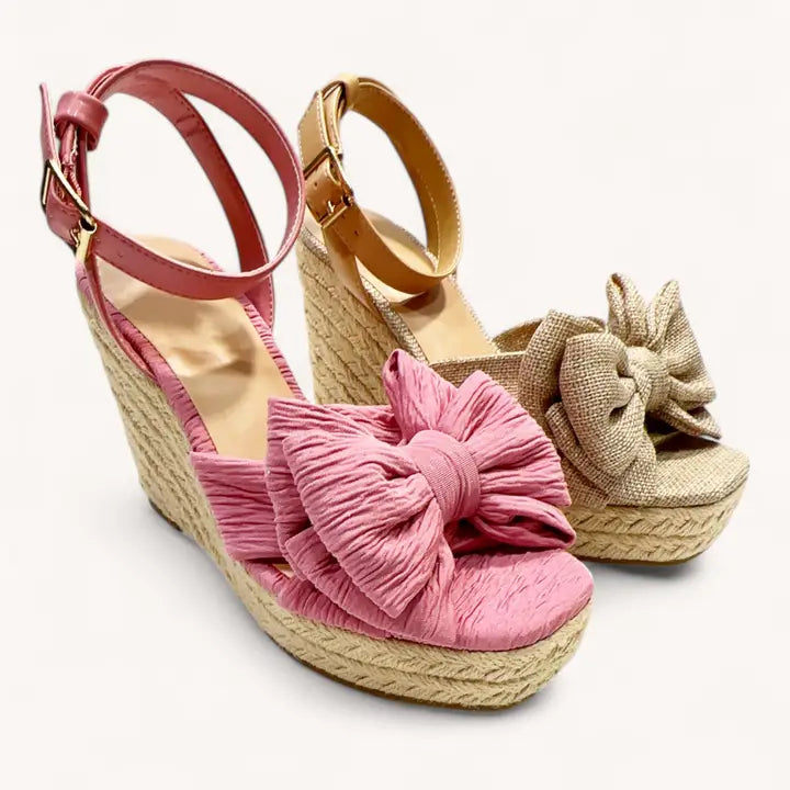 Big Ribbon Decor Espadrilles Wedge Heels