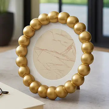 Picture Frame - Gold Glass Elegant Matted Beaded, 6x6 in.