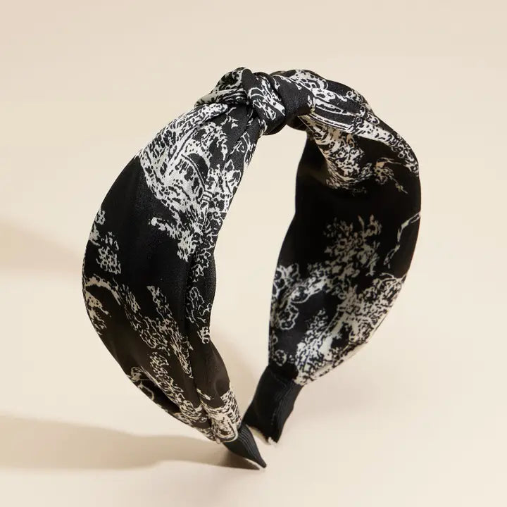 Elegant Vintage Print Knotted Headband