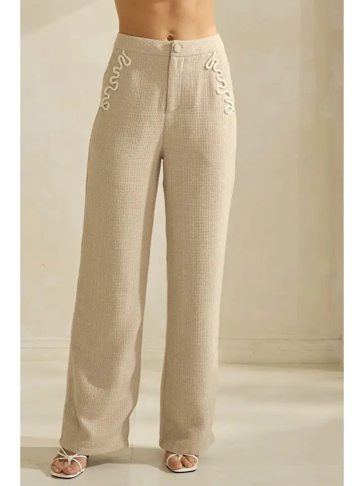 Tweed Pants with Contrast Detail