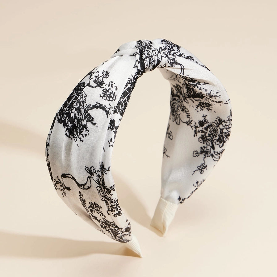 Elegant Vintage Print Knotted Headband