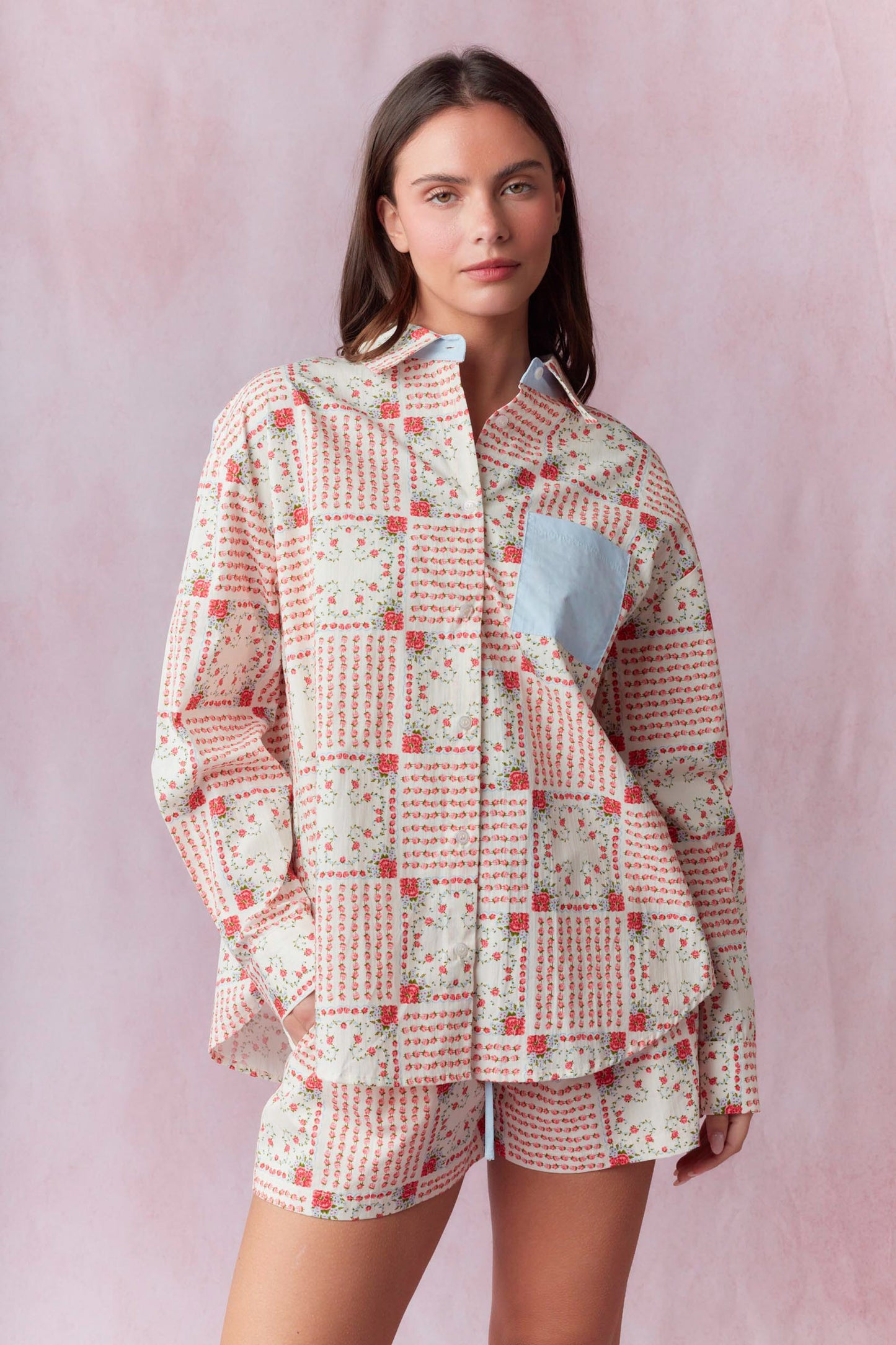 Multi Floral Button Up Shirt