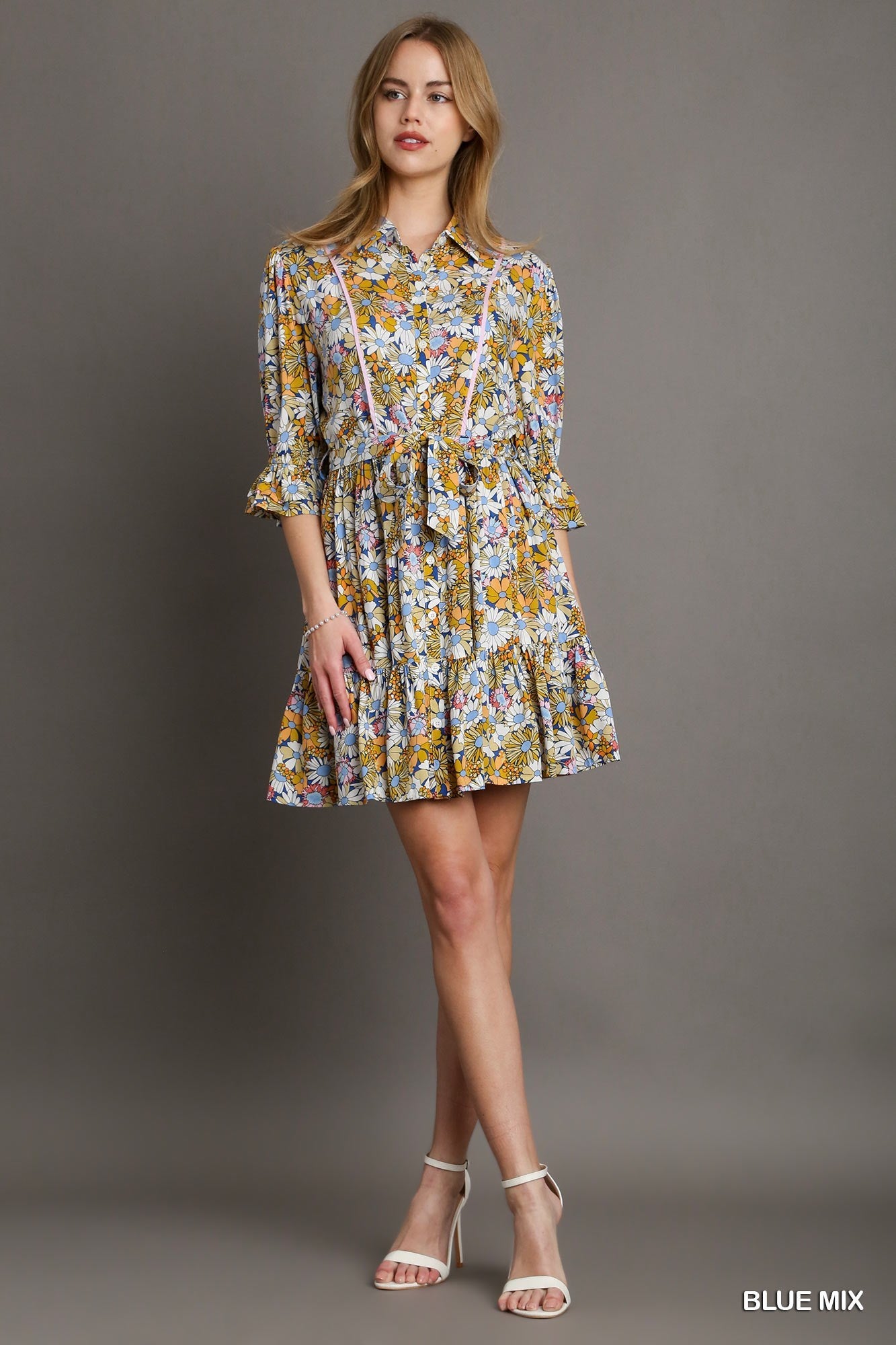 Floral Print A-Line Collared Dress