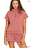 Zenana Scuba high neck half zip top & dolphin shorts set
