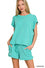 Zenana Raised rib cap sleeve top & shorts set