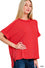 Zenana Raised rib cuff sleeve raw edge top
