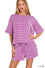 Zenana Raised rib striped tee & shorts set