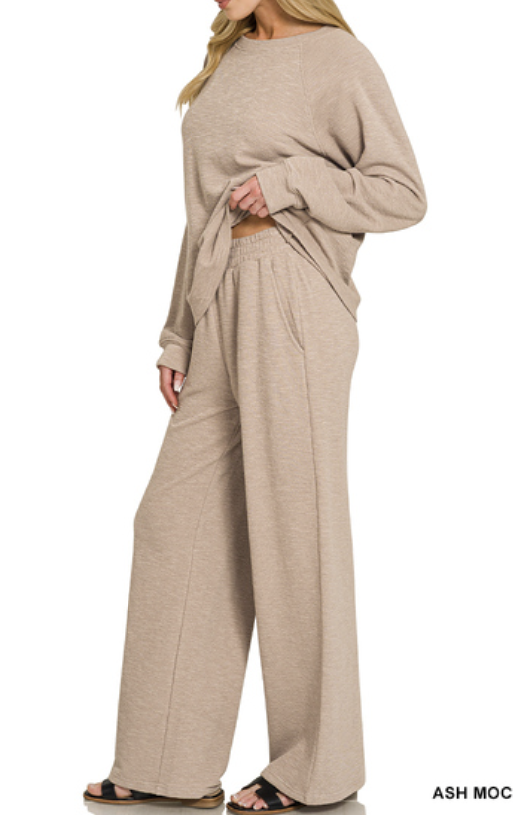 Slub long sleeve top & pants - ZENANA CTCP-3473