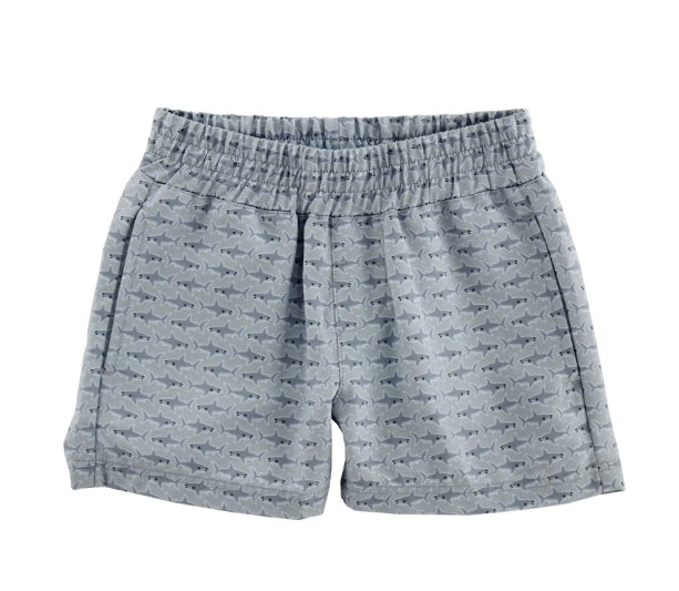 BAILEY BOYS PRINTED PULL ON SHORT-SHARKS ON GREY