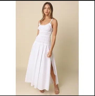 SMOCKED MAXI COTTON DRESS