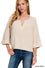 Front slit patch folded sleeve pullover