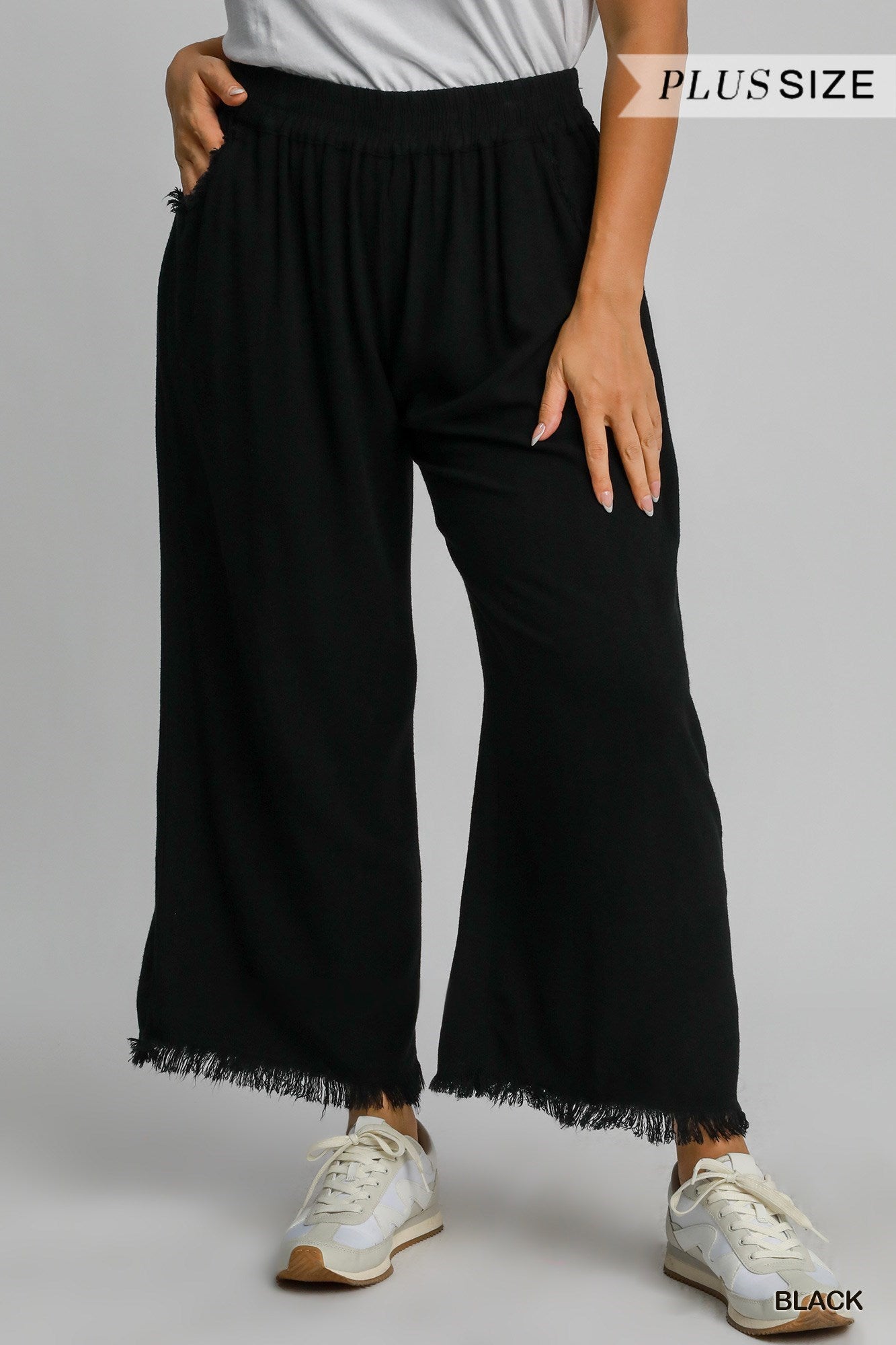 Linen Blend Plus Size Pants