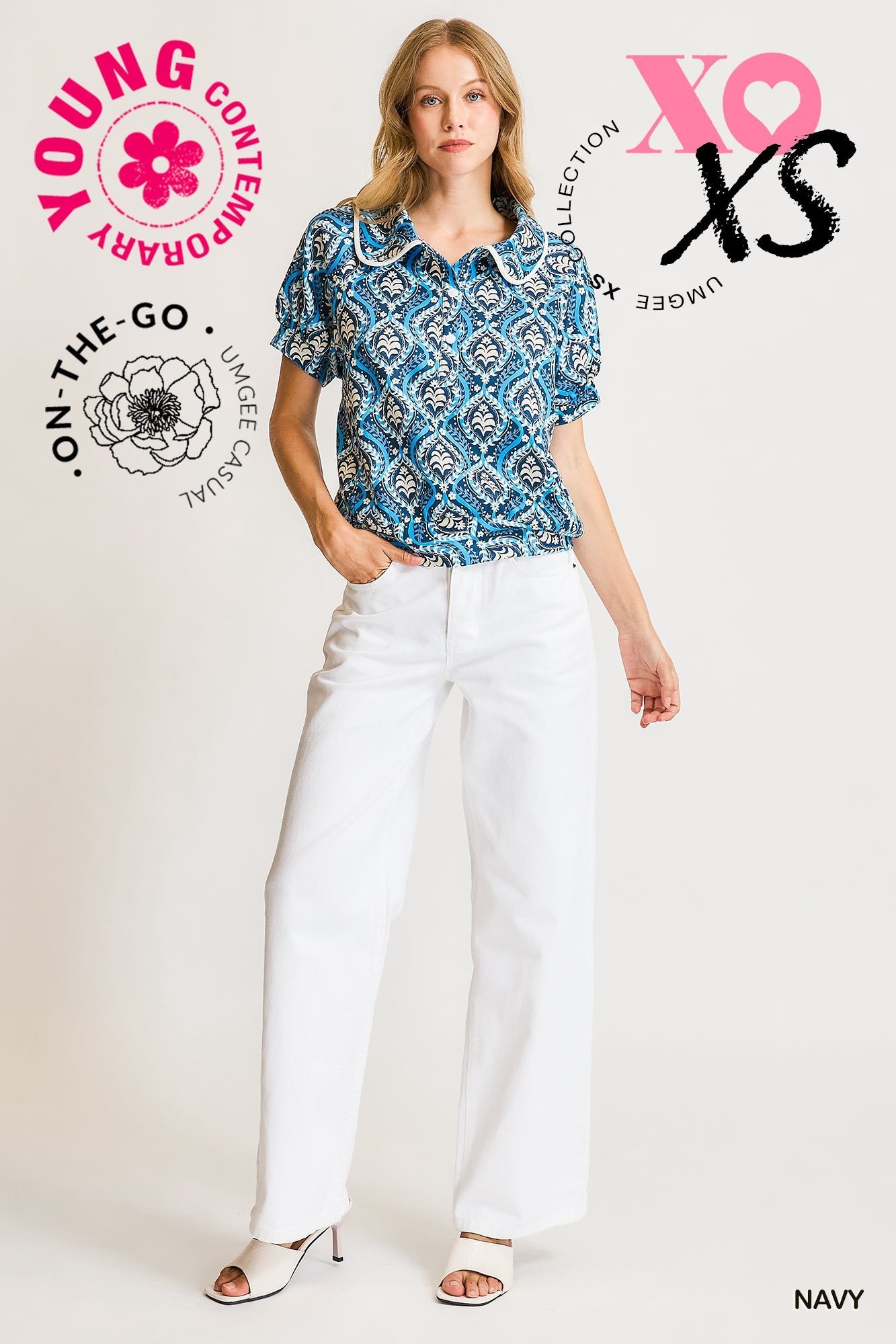 Retro Collared Button-Up Top