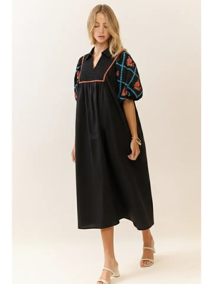 Cotton Poplin Midi Dress