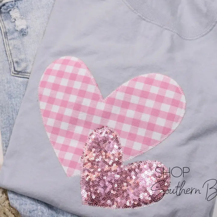 Silver Double Heart Valentine Short Sleeve