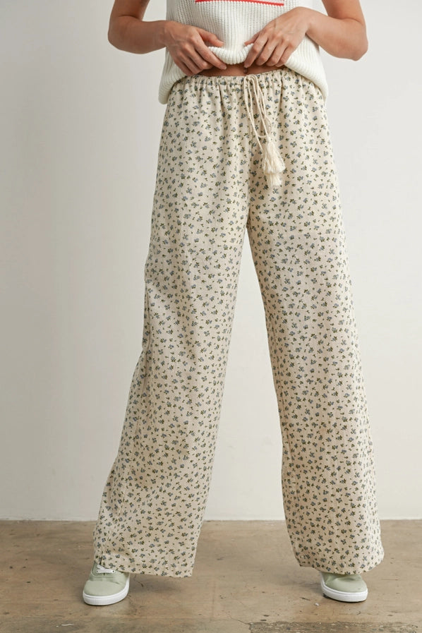 Floral Print Drawstring Pants