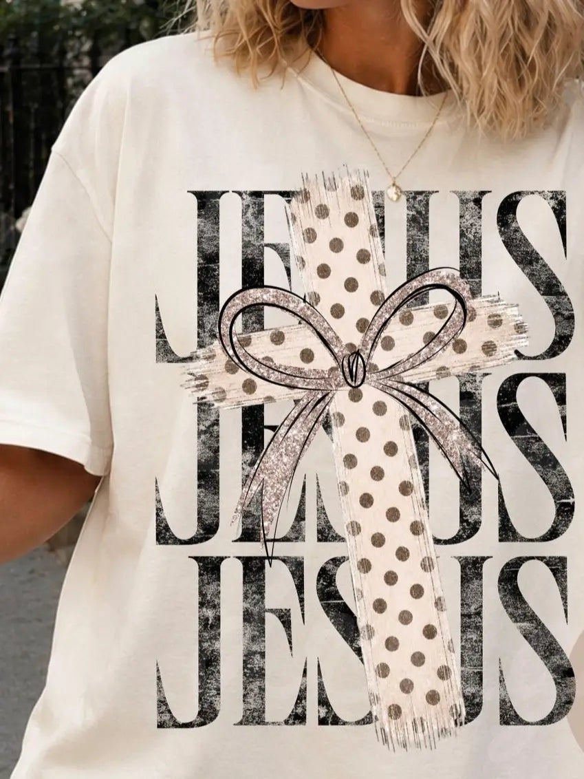 Jesus Coquette Bow Christian Faith Graphic Tee