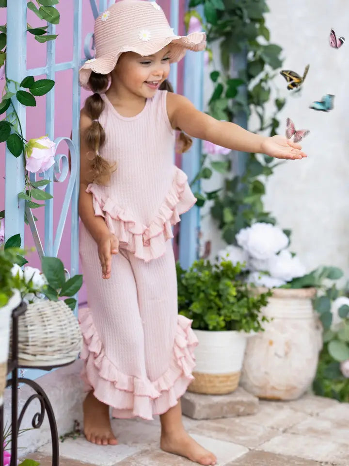 Pastel Ruffle Hem Top & Matching Palazzo Pant
