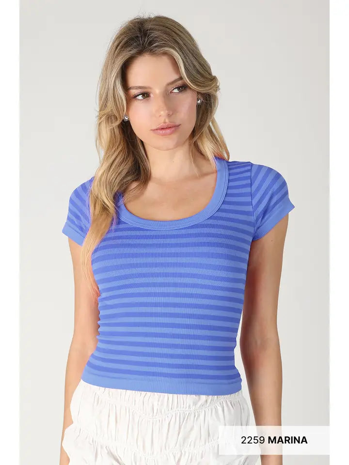 Striped Scoop Neck Top