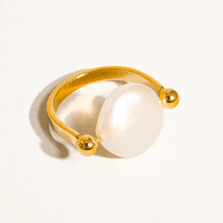 Gold Non-Tarnish Baroque Pearl Ring