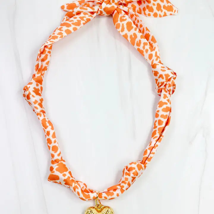 Serafina Scarf Charm Necklace Orange Lep