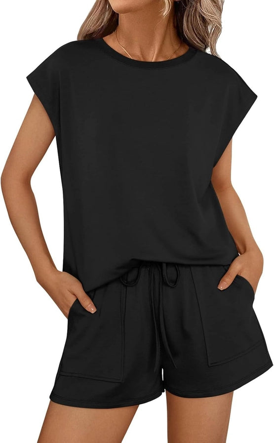 Summer Round Neck Loose Short Sleeve Two-Piece Set