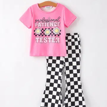 Letter Leopard Check Bow Floral Print Girls