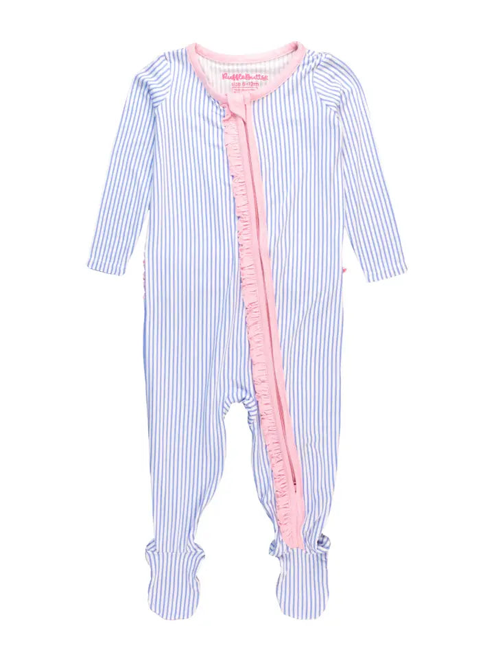Baby Girls Periwinkle & White Bamboo Sleeper