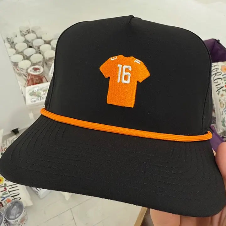 Orange Jersey #16 Hat, Black