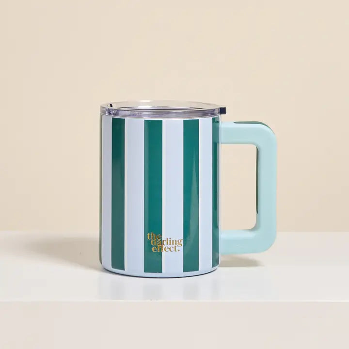 14 oz Insulated Mug–Sicily Stripes Teal