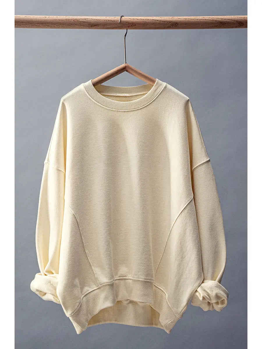 Crew Neck Comfort Washed Spring Sweatshirt