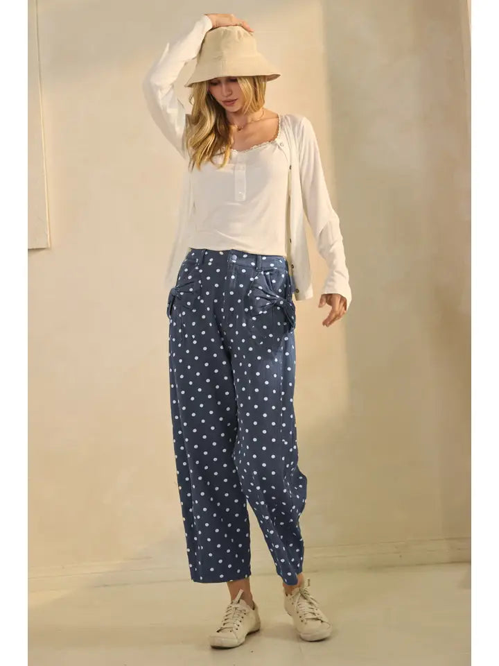 High-Rise Printed Denim Pants