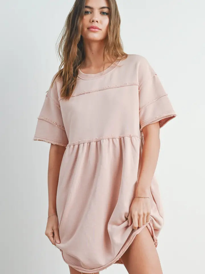 Washed French Terry Short Sleeve Dress