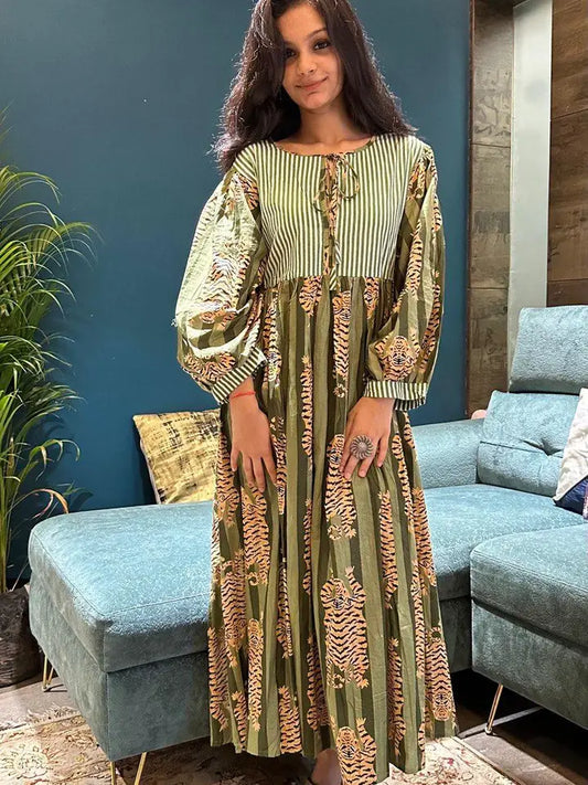 Tiger Block Printed Midi Dress