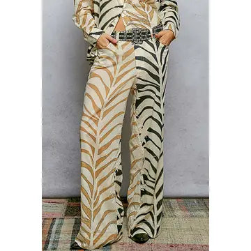 Zebra Print Woven Straight Pants