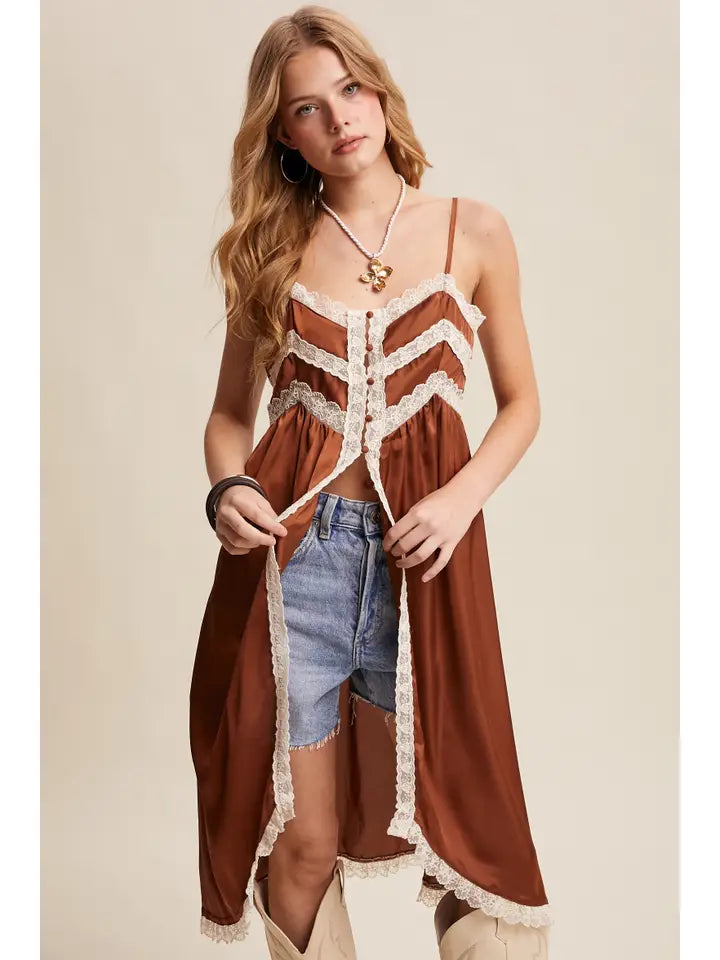 Lace Trim Maxi Cami Top
