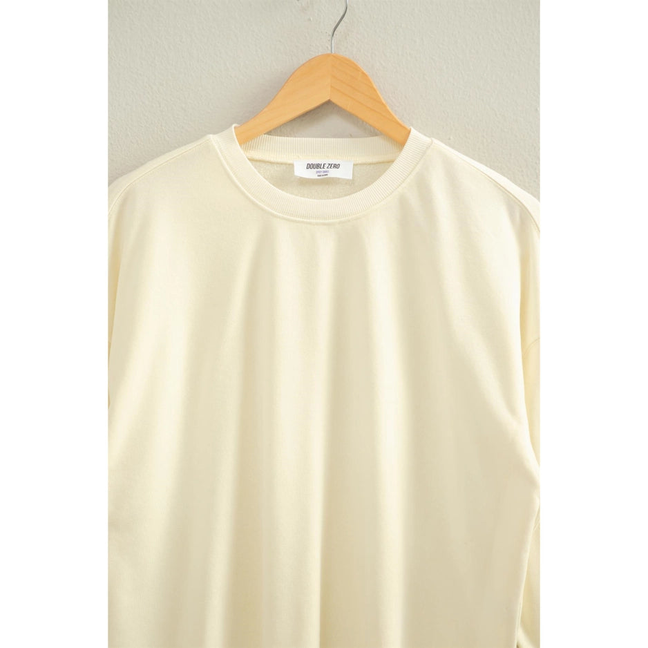 Cropped Crewneck Sweatshirt with Oversized Sleeves