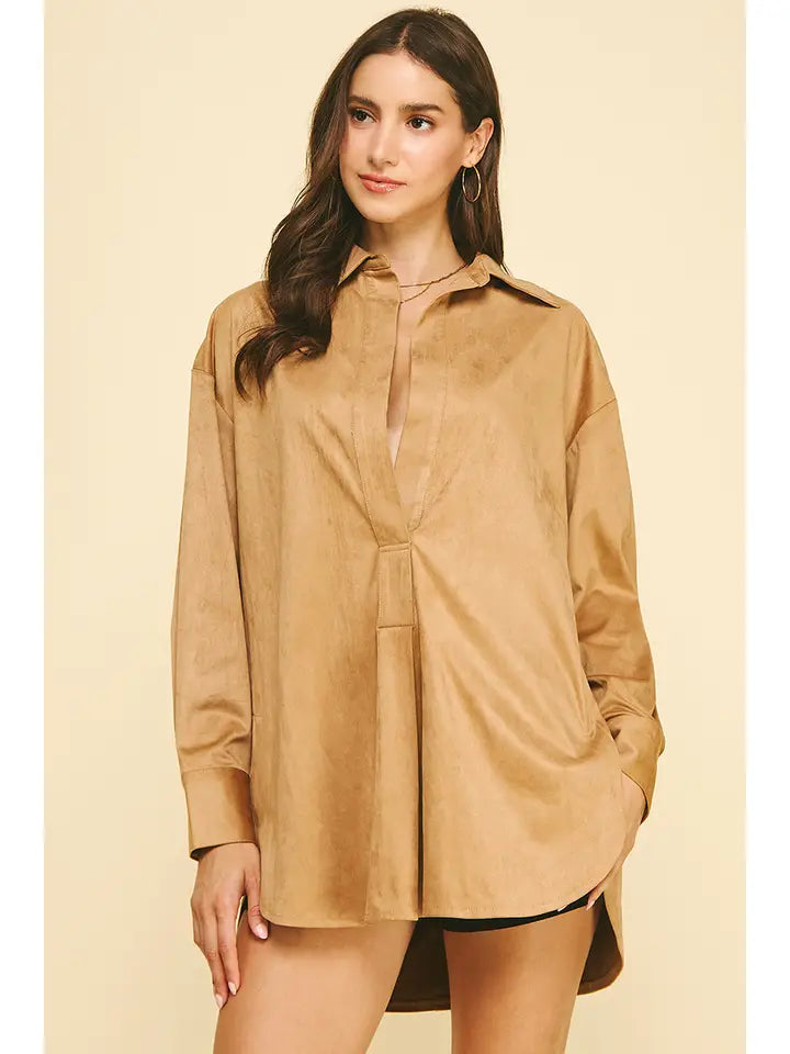 Suede V-Neck Shirt