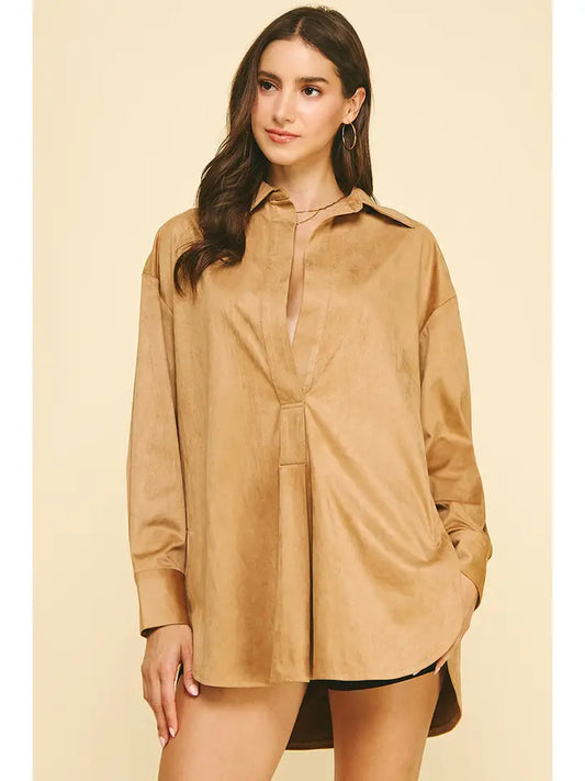 Suede V-Neck Shirt