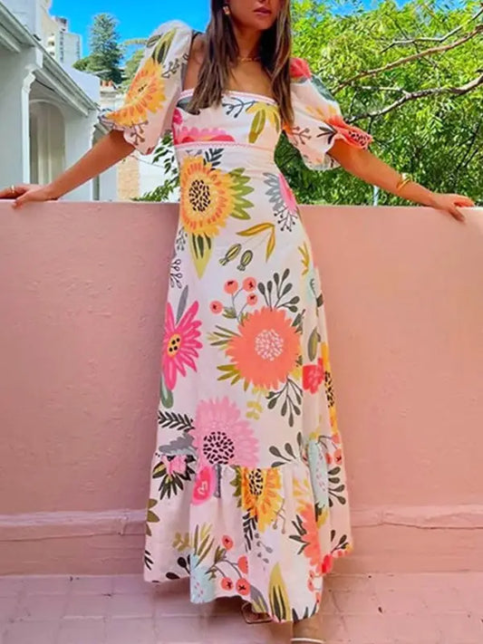 Unique Print Square Neck