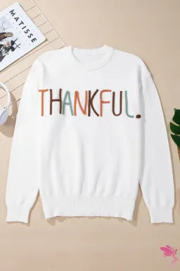 White Thankful Ivory Embroidered Sweater