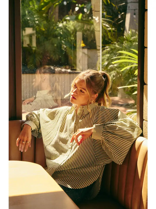 Effortless Drape Batwing Button-Down Shirt